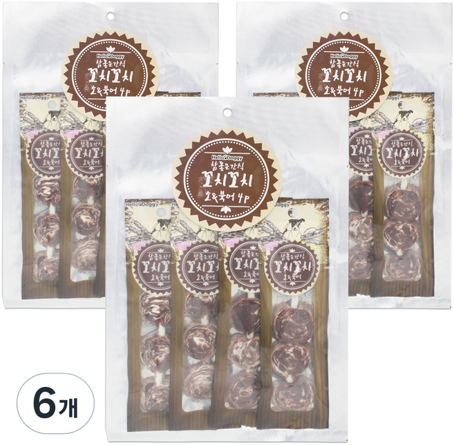 참좋은간식 꼬치꼬치 강아지 간식 4p, 소 + 북어 혼합맛, 100g, 6개