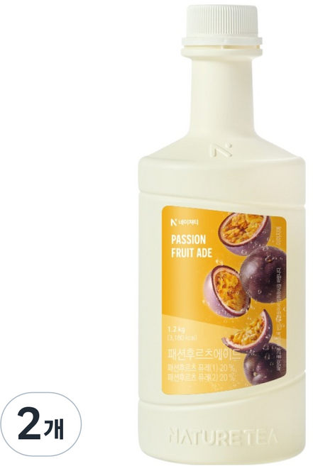 네이쳐티 패션후르츠에이드 베이스, 1.2kg, 2개