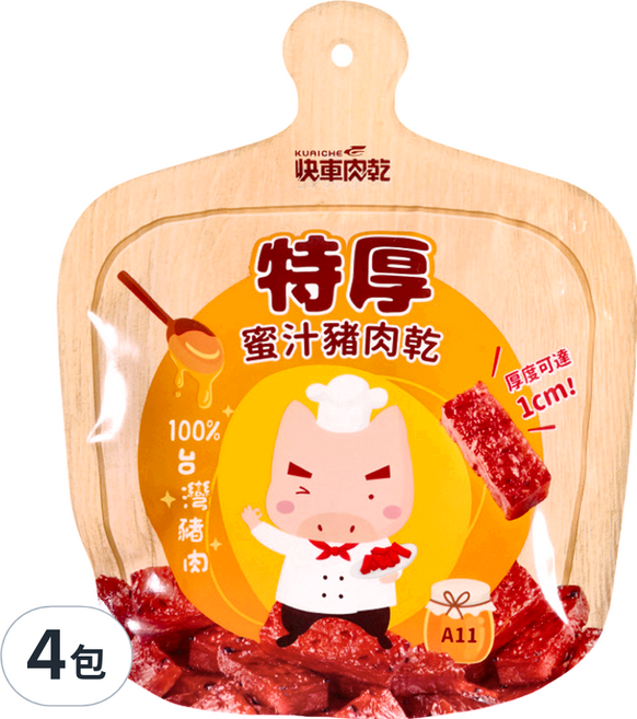 快車肉乾 招牌特厚蜜汁豬肉乾 A11, 200g, 4包