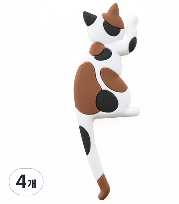 모나코올리브 꼬리감는 걸이냥 자석후크, 삼색이, 4개