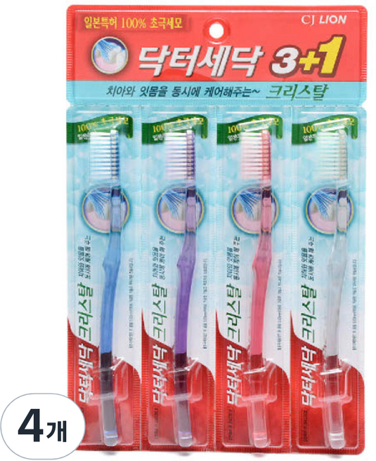 CJ라이온 닥터세닥 크리스탈 칫솔, 4개, 4개입