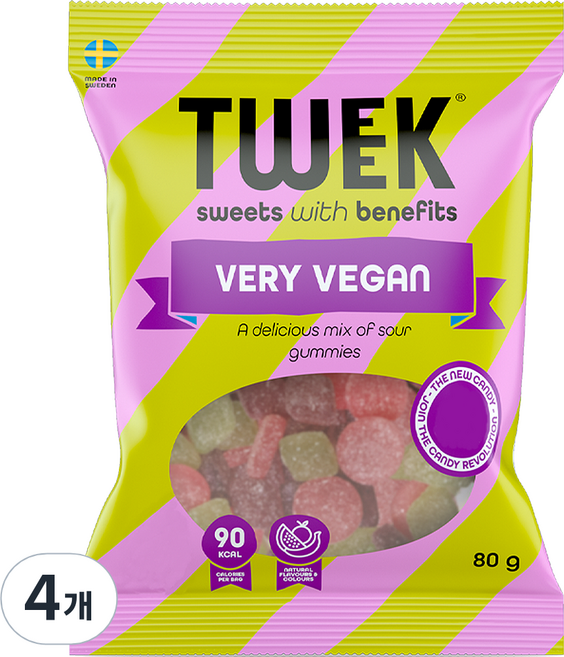 트윅 스웨디시 젤리 베리 비건, 80g, 4개