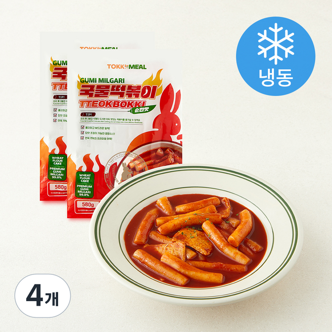 토끼밀 우리밀 국물 떡볶이 (냉동), 580g, 4개