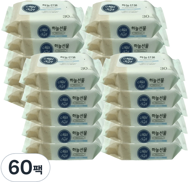 하늘선물 미니 물티슈, 60개, 30매
