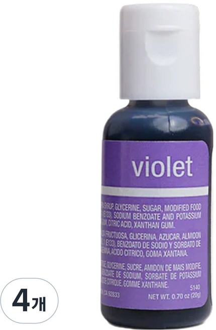 셰프마스터 리쿠아젤 수용성 식용색소 바이올렛, 20g, 4개