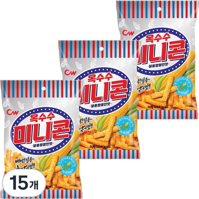 청우식품 옥수수 미니콘, 15개, 50g