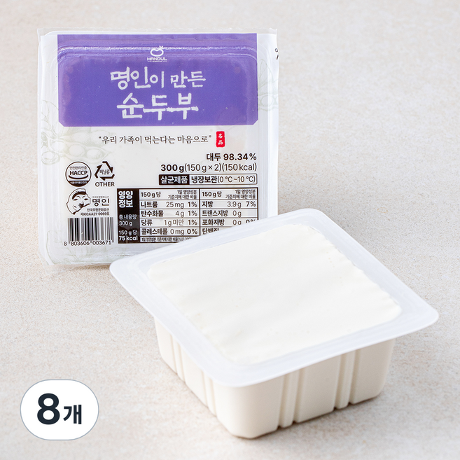 한둘 명인이 만든 순두부, 150g, 8개