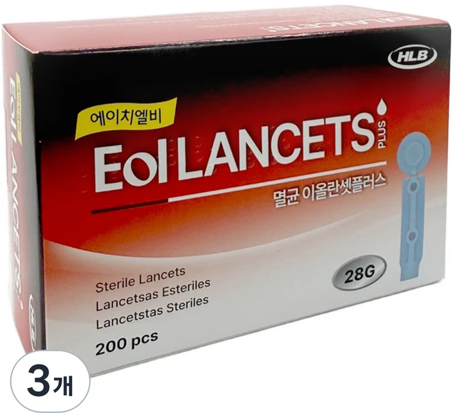 에이치엘비 멸균 이올 란셋 플러스 28G, 3개, 200개입 - 쿠팡