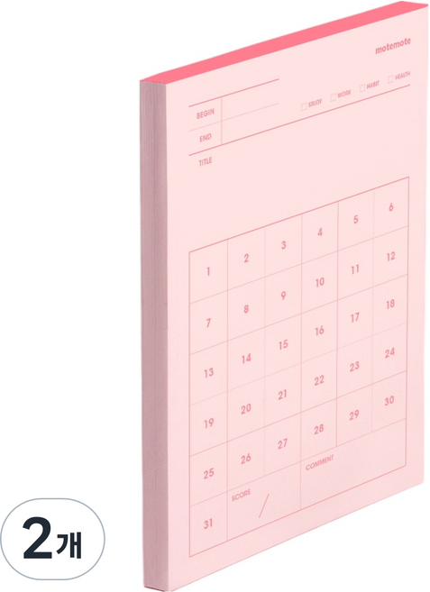 모트모트 메모블럭 데일리 체크, 핑크, 80매, 2개