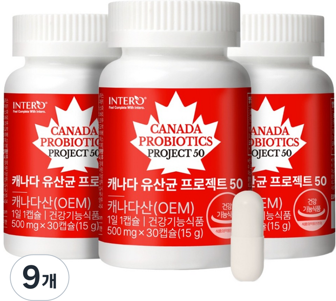 인테로 캐나다 유산균 프로젝트 50 15g, 30정, 9개