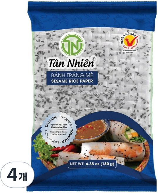 Tan Nhien 黑芝麻米紙, 180g, 4個