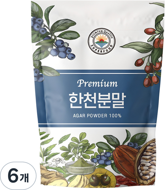 해나식품 한천 분말, 300g, 6개