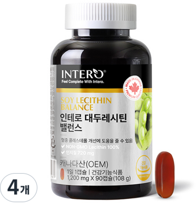 인테로 대두 레시틴 밸런스 108g, 90정, 4개