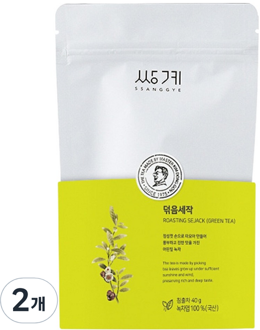쌍계명차 실속 파우치 덖음세작, 40g, 2개, 1개입