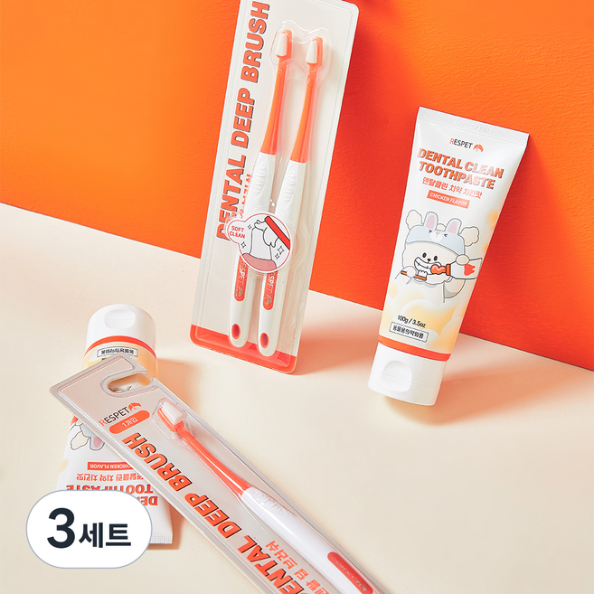 리스펫 반려동물 덴탈클린 치약 + 덴탈 딥 브러쉬 2p 세트, 3세트