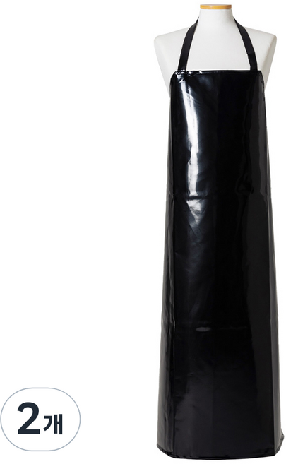 로사홈 양면코팅 고급 롱 방수 앞치마, 검정, 2개