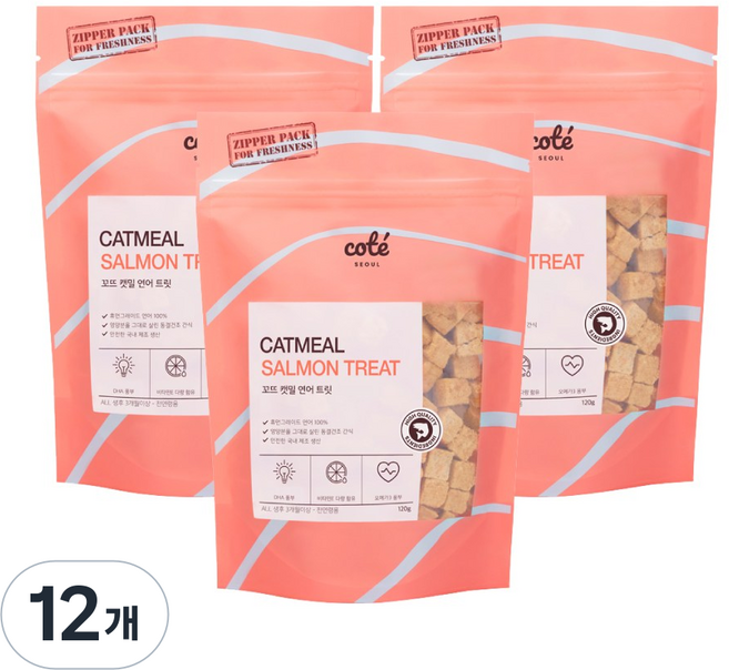 꼬뜨 캣밀 트릿 동결건조간식, 연어, 120g, 12개