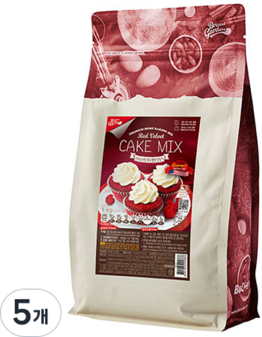 브레드가든 부드러운 레드벨벳 머핀믹스, 1kg, 5개
