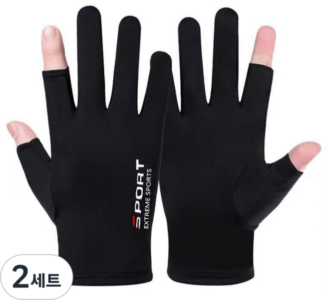 쿠말 냉감 스포츠 장갑 양손착용, 블랙, 2세트