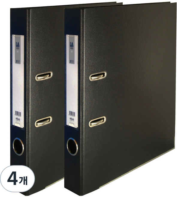 마이다스 레버아치 LA 세로형 민 바인더 2공 5cm, 흑색, 4개