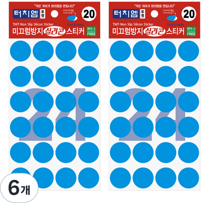 터치엠 미끄럼방지 실리콘 스티커 24p, 6개, 투명