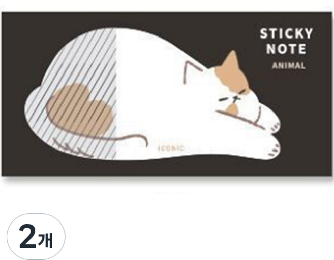 아이코닉 애니멀 점착 메모지, CAT, 40개입, 2개