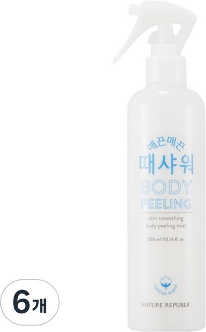 네이처리퍼블릭 매끈매끈 때샤워 바디스크럽 코튼, 300ml, 6개