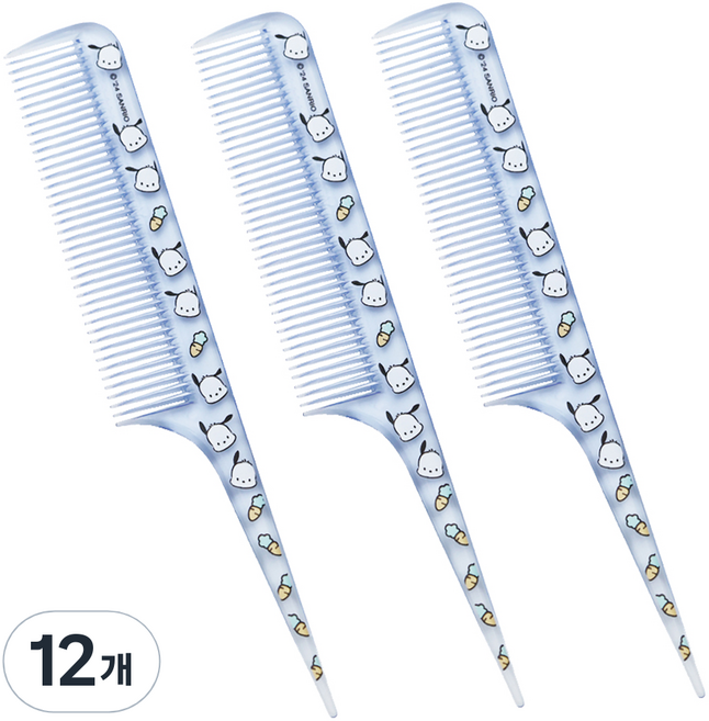 산리오캐릭터즈 미니 꼬리빗, 12개, 포차코 투명 블루