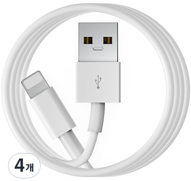 신지모루 아이폰 8핀 고속충전 라이트닝 케이블, 2m, 화이트, 4개
