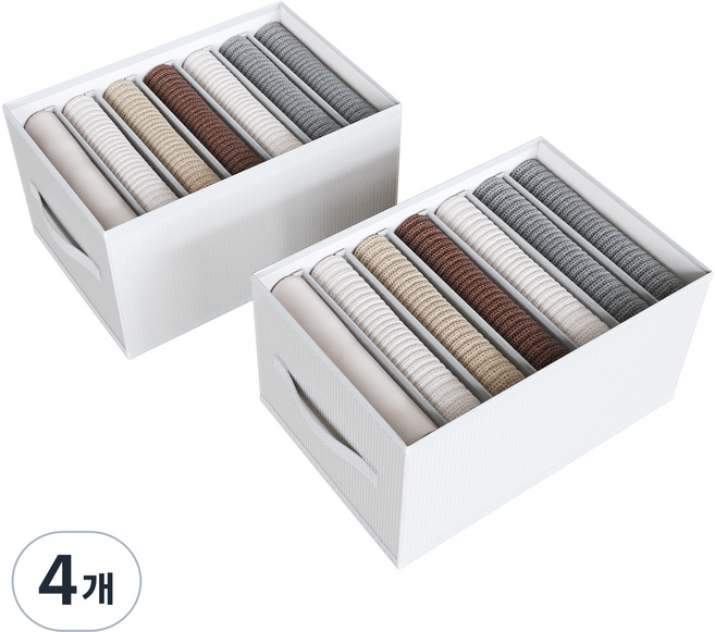 하비티 접이식 칸막이 의류 정리함 36x25x20cm, 화이트, 4개