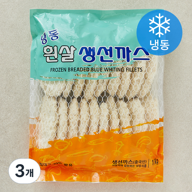 흰살 생선까스 (냉동), 1kg, 3개