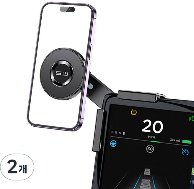 GSB 테슬라 비접착 맥세이프 모니터 거치대 모델3 모델Y 하이랜드 호환, 2개, 블랙