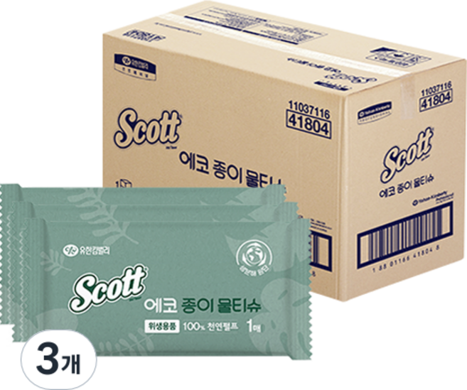 스카트 에코 종이 물티슈, 400개입, 3개