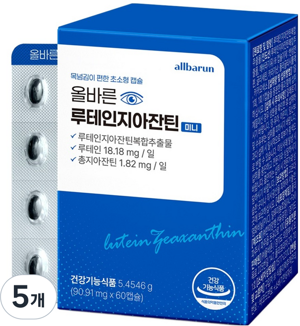 올바른건강식품 루테인지아잔틴 미니, 5개, 60정