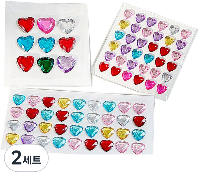 동아피엠에스 하트 큐빅스티커 대 + 중 + 소 세트, 혼합색상, 2세트