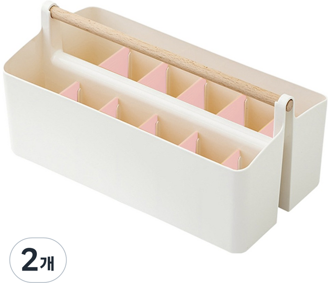 라라공방 대용량 연필꽂이 칸막이 12칸 다용도 수납 정리함, 혼합색상, 2개