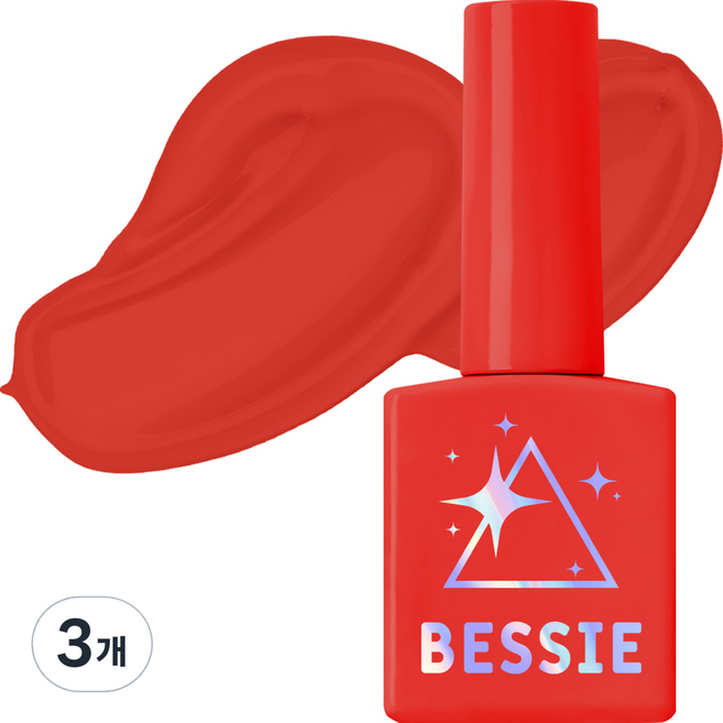 BESSIE 컬러젤 메탈프리즘, R08  BRILLIANT RED, 11ml, 3개