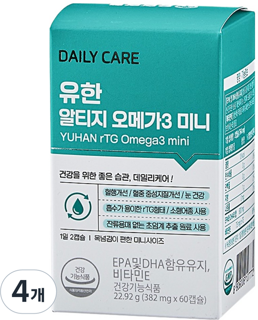 DAILY CARE 柳韓洋行 超臨界 rTG Omega-3 迷你 22.92g, 4個, 60錠
