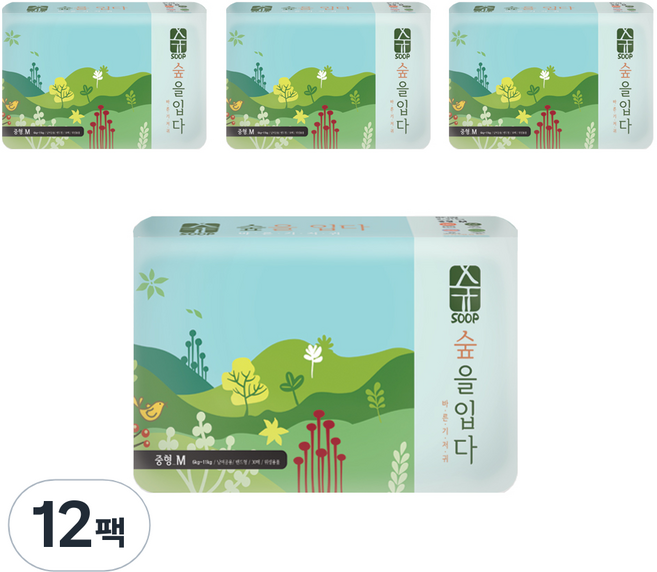 숲 밴드형 기저귀 유아용, 360매, 중형(M)