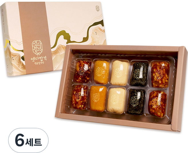 행운합격엿 옛다합격 사각엿 소형 5종 x 2p + 메세지카드 선물세트 120g, 6세트