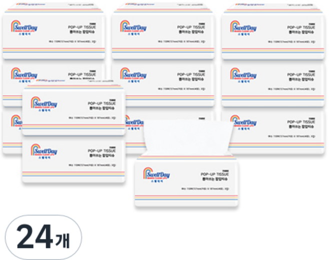 스웰데이 뽑아쓰는 팝업 미용티슈 3겹, 110매입, 24개