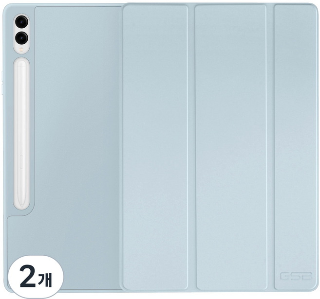 지에스비케이스 S펜 수납 파스텔 스마트 커버 테블릿 케이스, 스카이블루, 2개