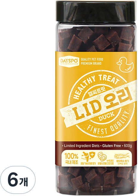 데이스포 강아지 헬시 트릿 LID 져키 간식, 오리, 600g, 6개