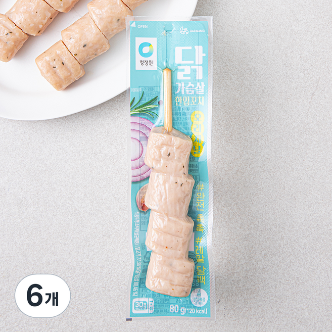 청정원 닭가슴살 한입꼬치 오리지날, 80g, 1개입, 6개