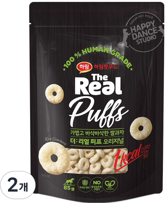 하림펫푸드 강아지 더리얼 퍼프 쌀과자, 오리지널, 85g, 2개