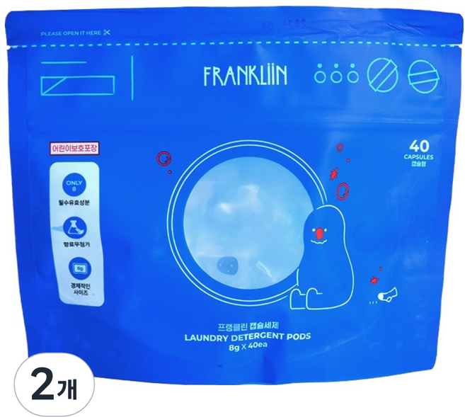 FRANKLIIN 아기 캡슐세제, 8g, 40개입, 2개