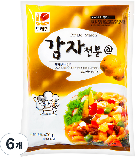 뚜레반 감자전분 특, 400g, 6개