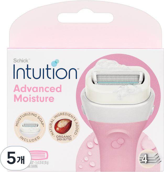 인튜이션 어드밴스 모이스춰 쉐어버터 여성용 면도날, 3개입, 5개