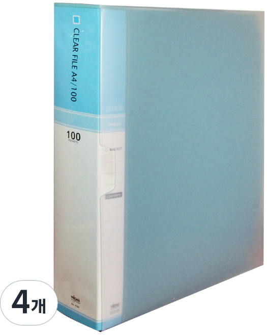 마이다스 100매 클리어화일 인덱스 A4, 하늘색, 4개