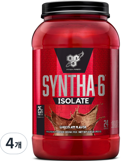 비에스엔 신타6 아이솔레이트 초코맛 단백질 파우더, 912g, 4개
